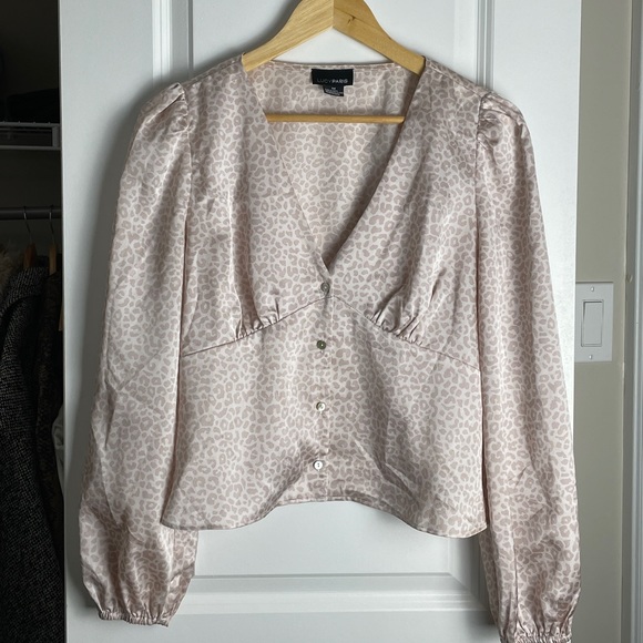 Satin Light Pink Leopard Top - Picture 1 of 2